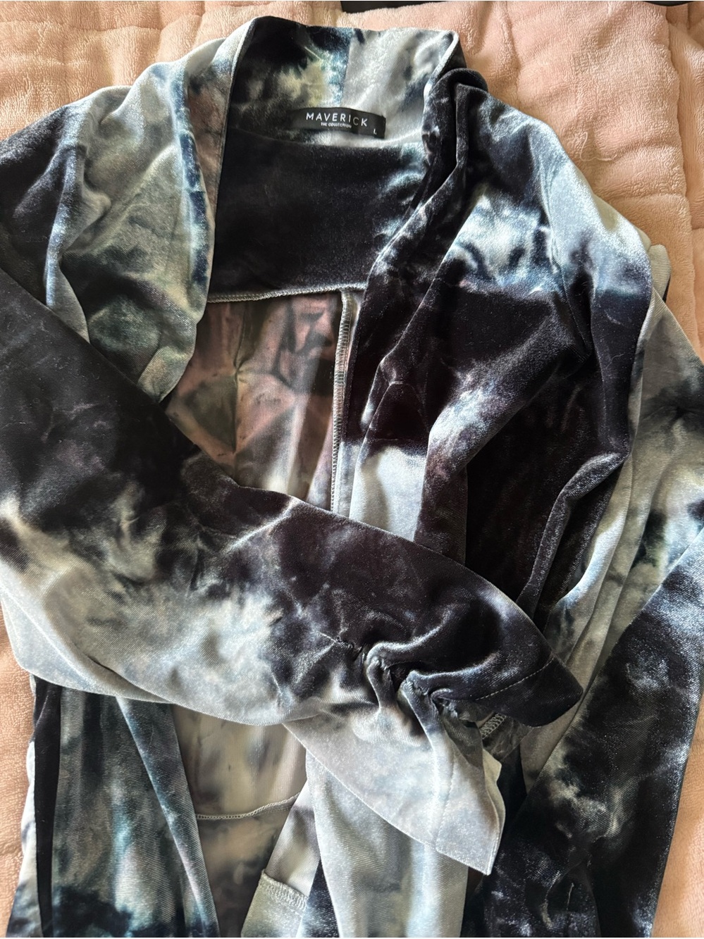 Women's Black & Gray Tie-Dye Velvet crop jacket